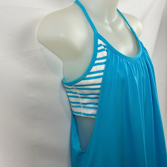 Lululemon No Limit Yoga Tank Built In Bra Blue Twin Striped Top Size 6 - Picture 6 of 11